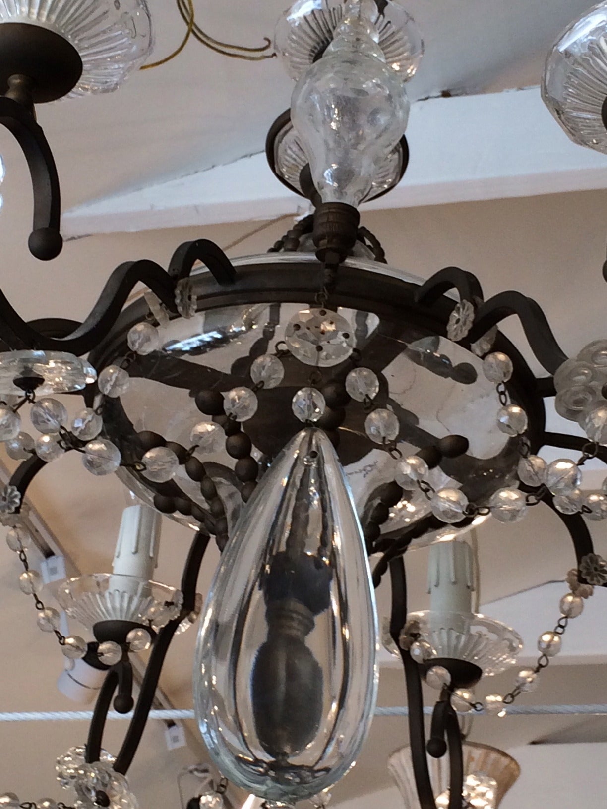 Magnificent Antique Iron and Crystal Chandelier In Excellent Condition In Hopewell, NJ