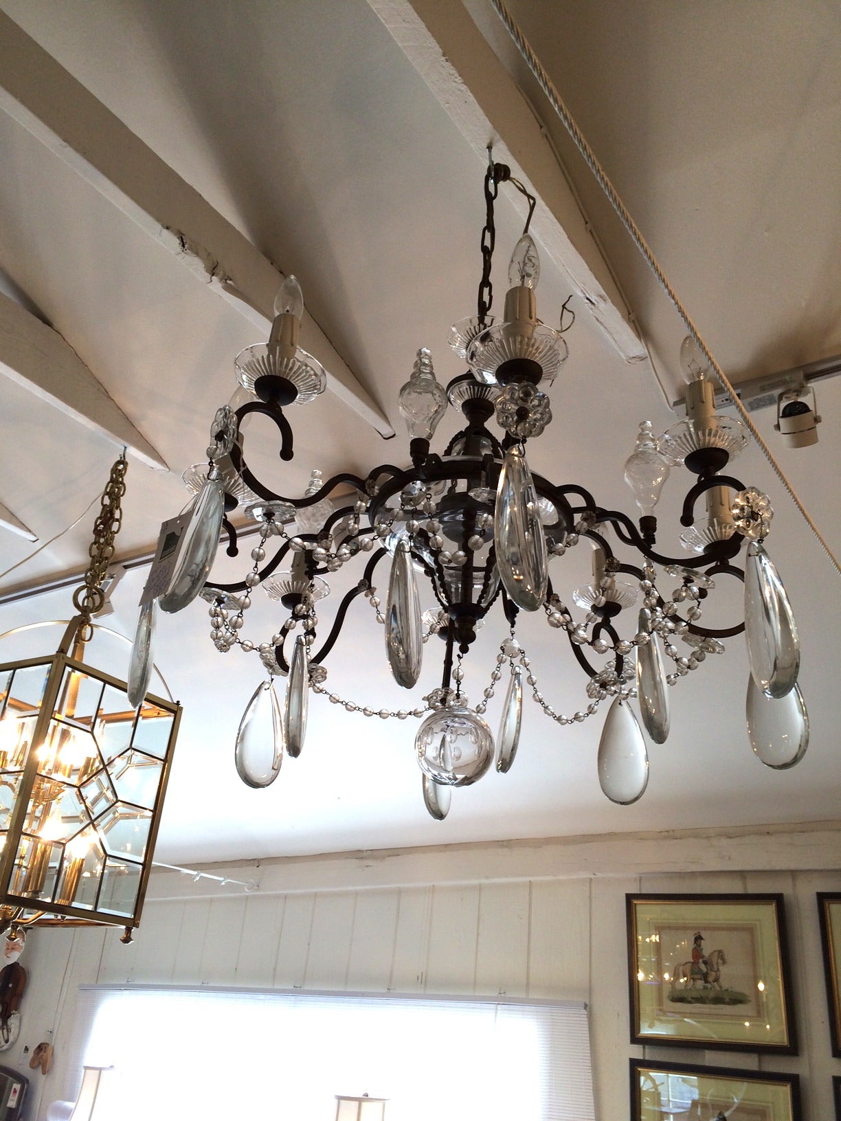 French Magnificent Antique Iron and Crystal Chandelier