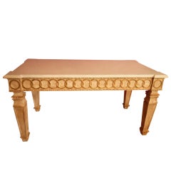 Very Large Travertine and Wood Carved Console