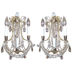 Pair of Crystal Ornate Sconces