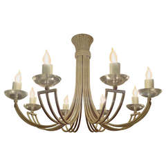 1970s Large Mid-Century Modern Bleached Iron Chandelier