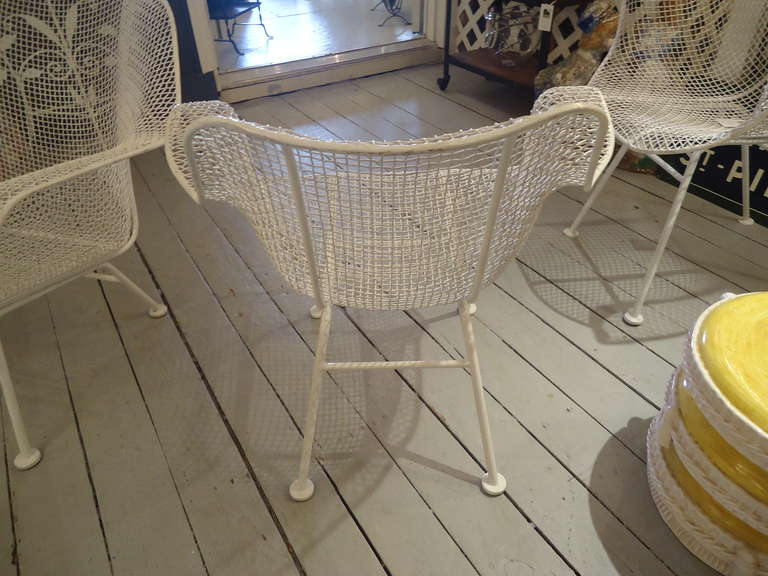 Mid-Century Modern Six Vintage Woodard Mesh and Iron Garden Chairs