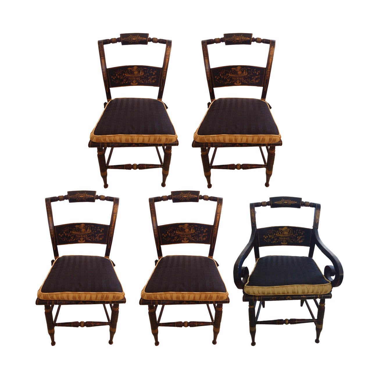 Set Of 6 Hitchcock Style Dining Chairs