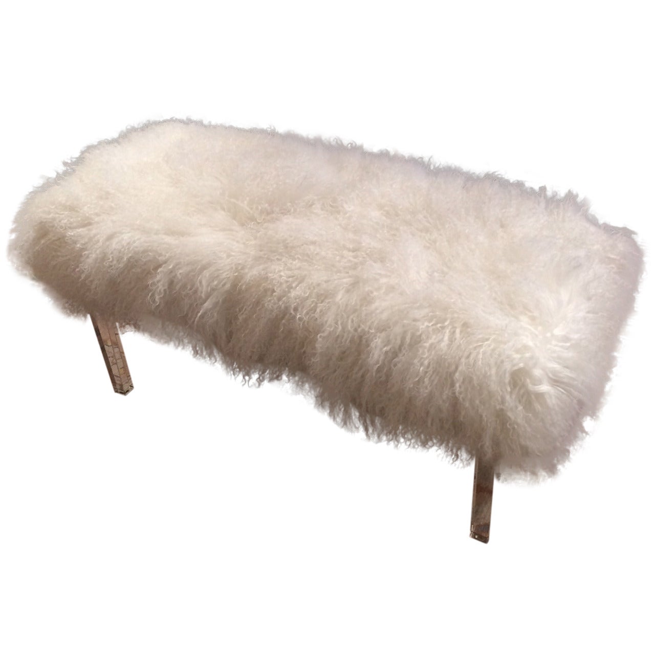 Moviestar Lucite and Mongolian Lamb Bench