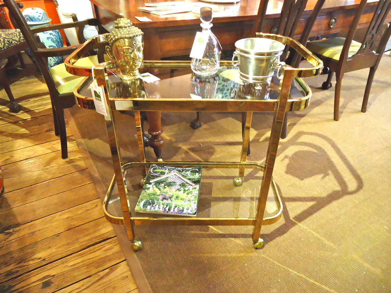 American Schnazzy Brass Midcentury Bar Cart