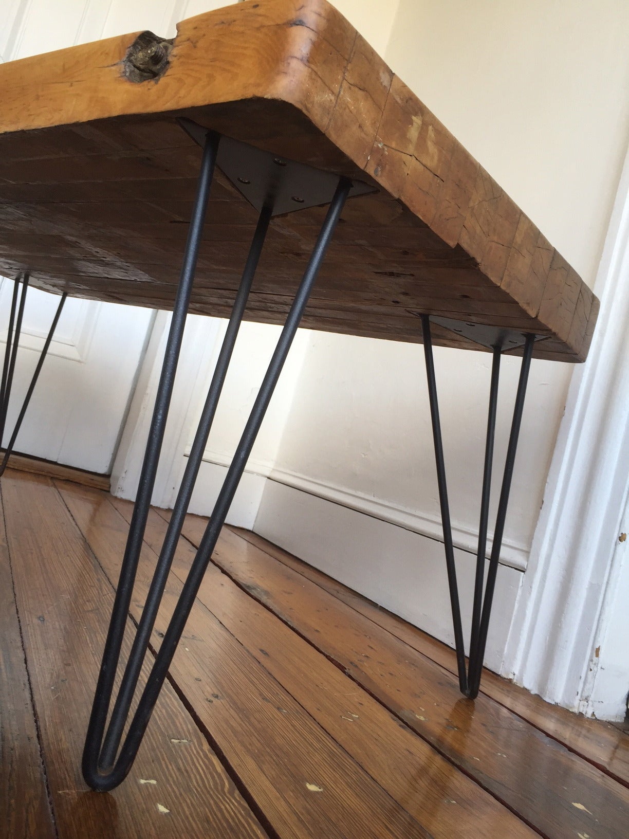 reclaimed butcher block table