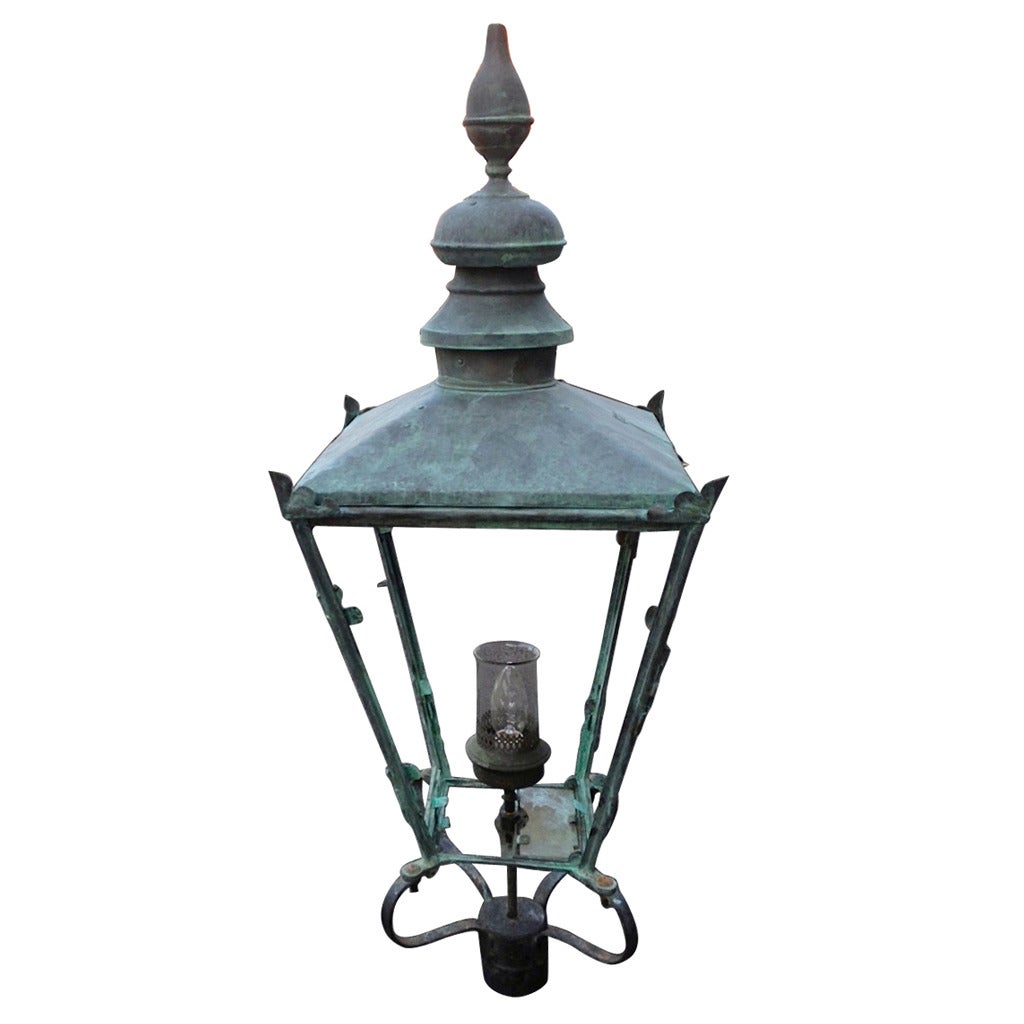 19th Century English Copper Post Lantern