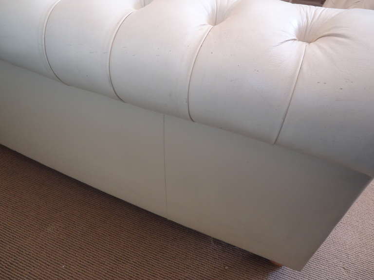 American Beige Leather Chesterfield Loveseat