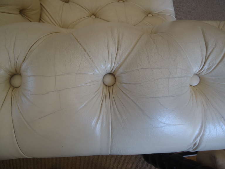 Late 20th Century Beige Leather Chesterfield Loveseat