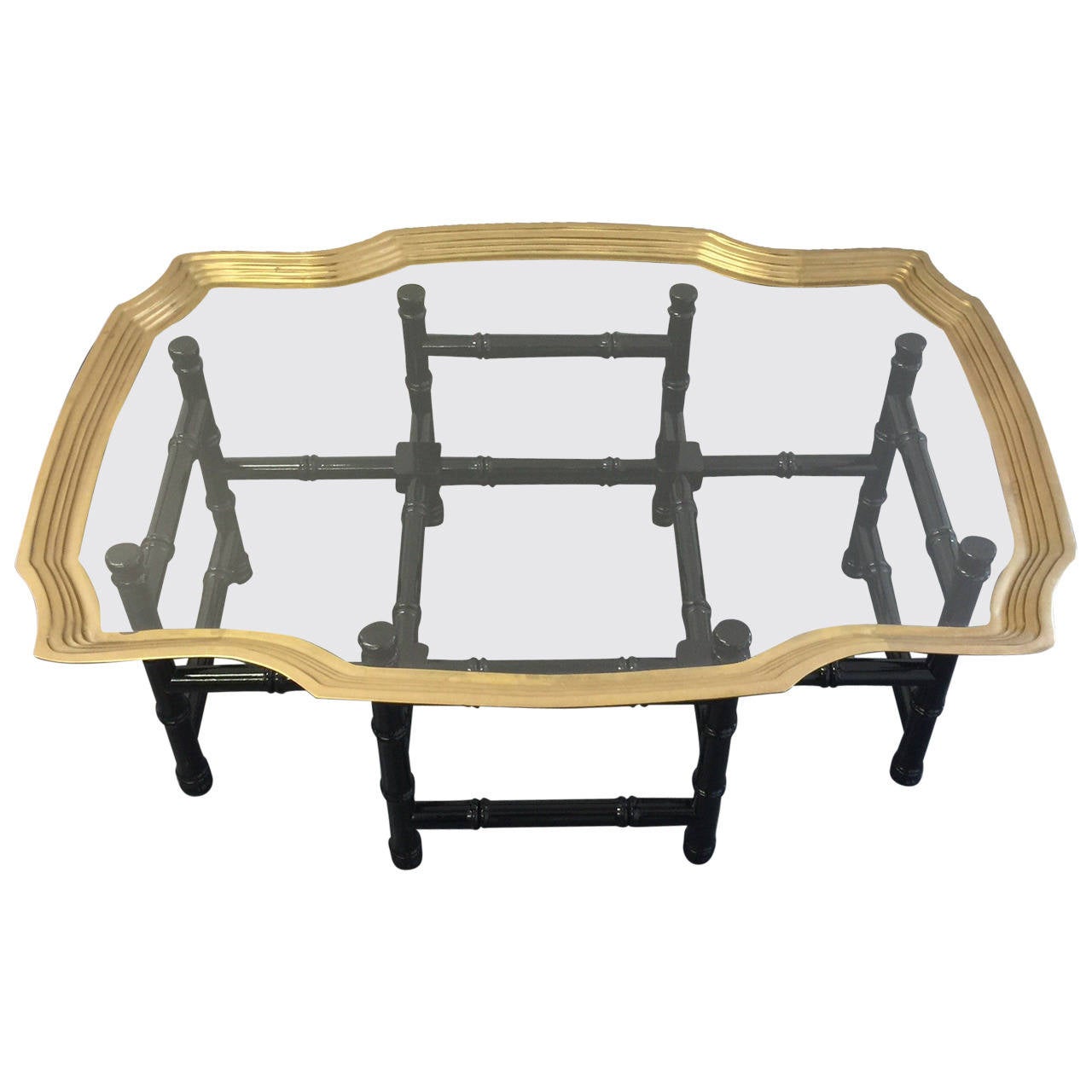Baker Style Brass and Glass TrayTop Coffee Table at 1stDibs
