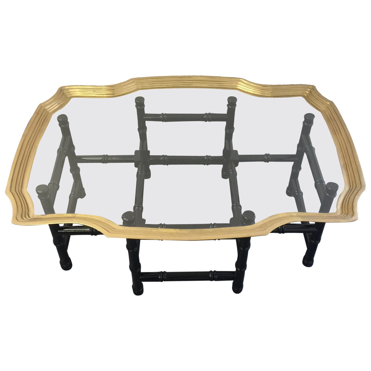 Baker Style Brass and Glass Tray-Top Coffee Table
