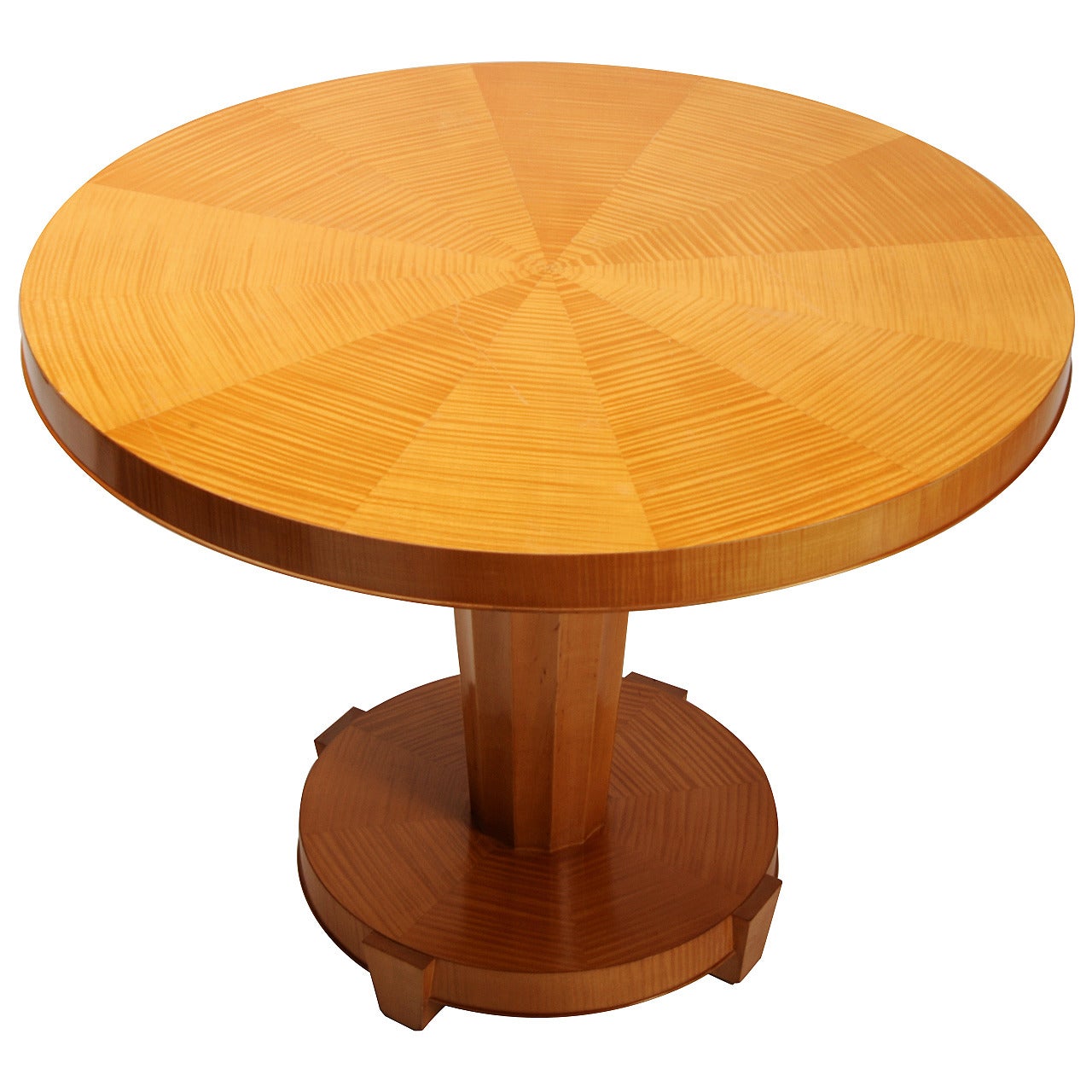 Round Tiger Maple Center or Club Table by Baker