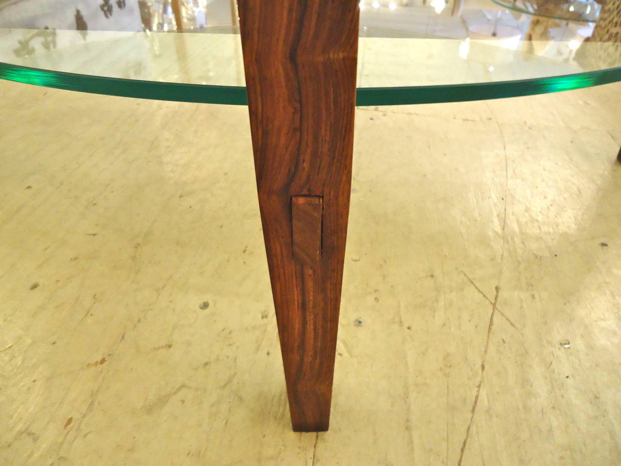 American Two Tier Rosewood and Oval Glass Coffee Cocktail Table