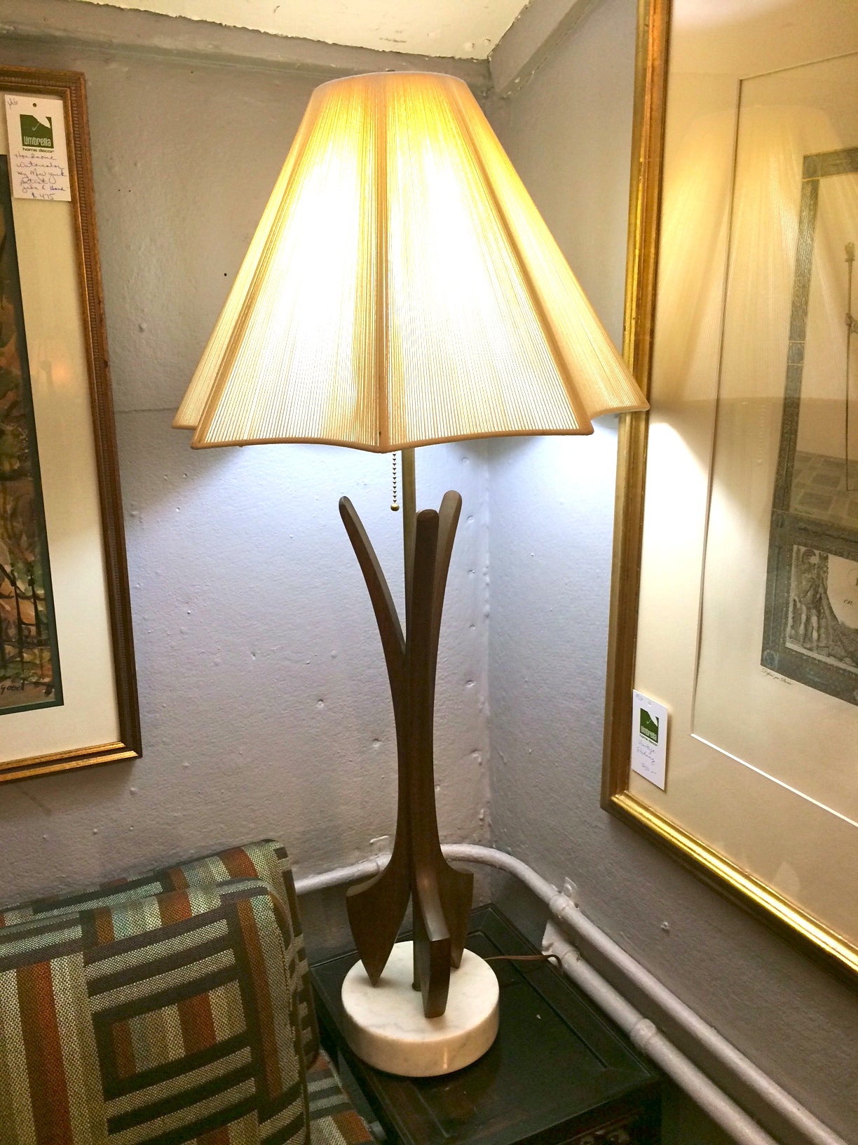 Danish Pair of Mid-Century Modern Wood and Marble Lamps