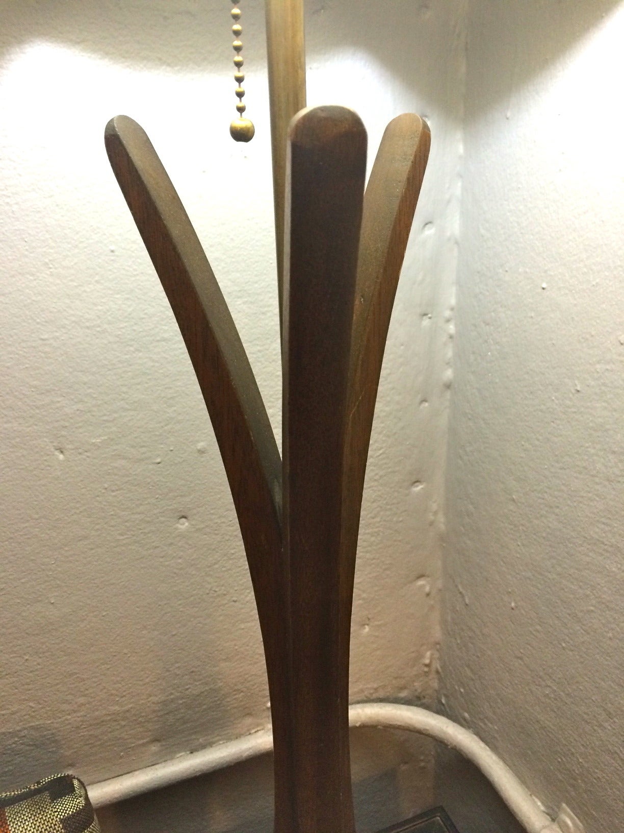 Pair of Mid-Century Modern Wood and Marble Lamps In Excellent Condition In Hopewell, NJ