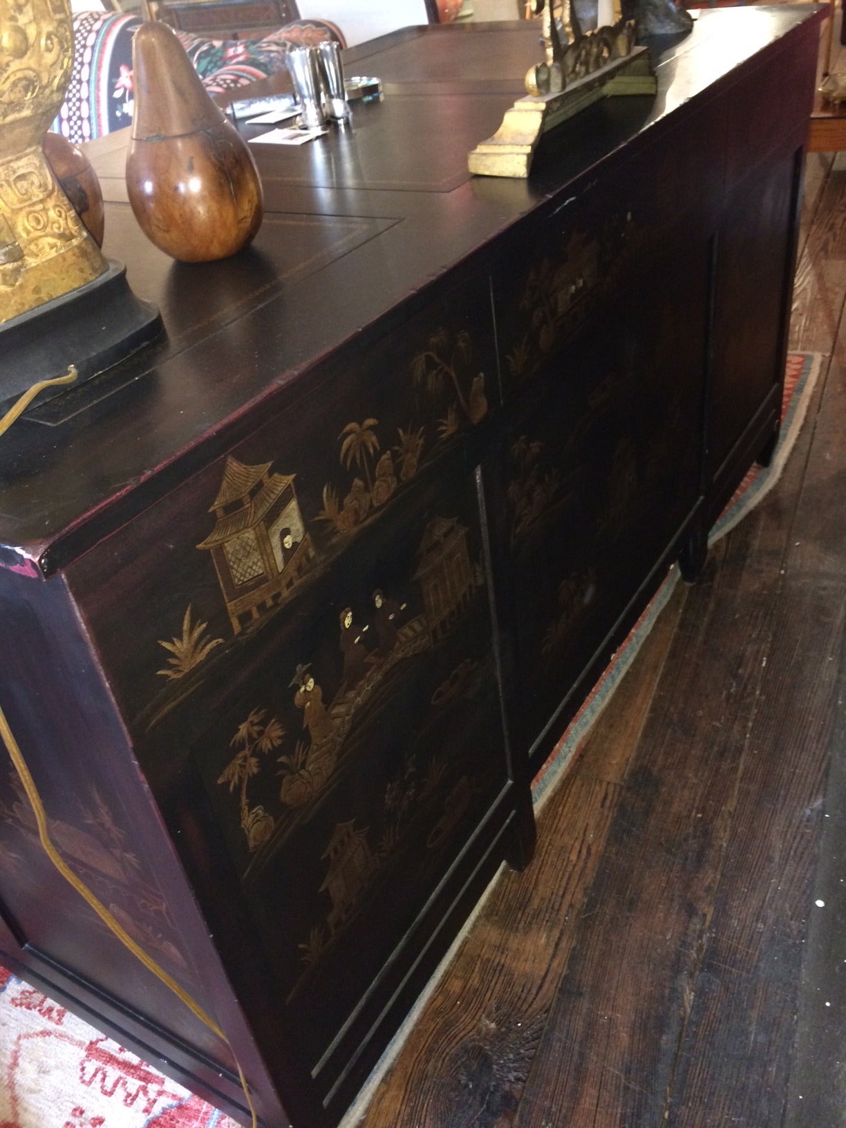 Black and Gold Chinoiserie Style Desk 2