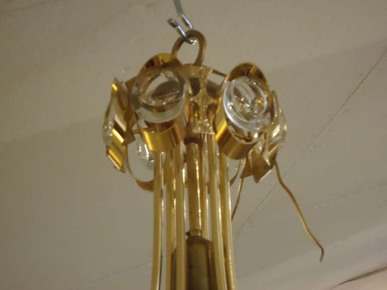 Modern Sciolari Gold and Cut Crystal Fixture In Excellent Condition For Sale In Hopewell, NJ