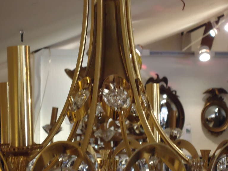 Mid-20th Century Modern Sciolari Gold and Cut Crystal Fixture For Sale