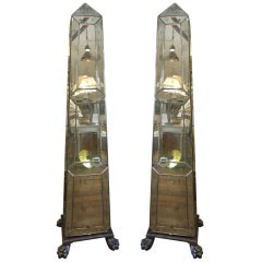 Large Venetian Style Mirrored Obelisks