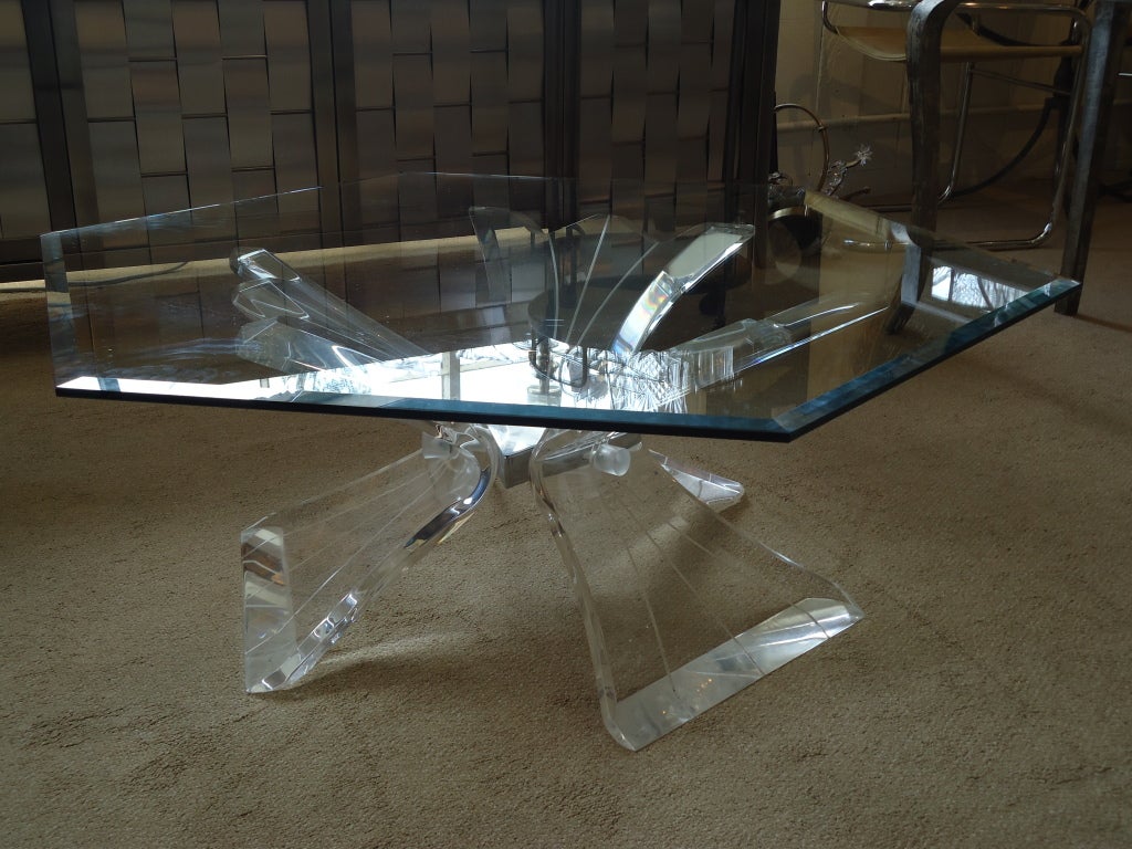 Midcentury Sculptural Lucite Base Coffee table at 1stdibs