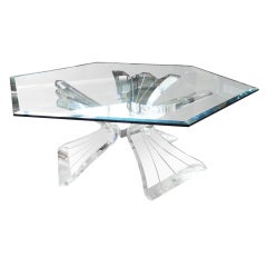 Midcentury Sculptural Lucite Base Coffee table