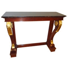 Elegant Custom Mahogany and Gold Leaf Console
