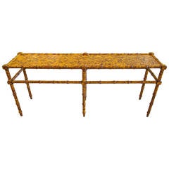 Vintage Faux Bamboo Sofa Console Table
