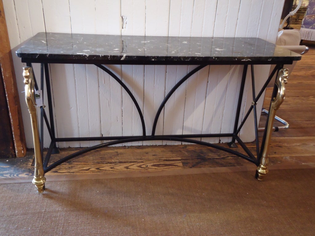 Marble, Iron and Brass Horse Motiffe Console