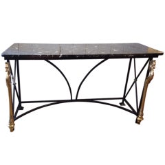 Marble, Iron and Brass Horse Motiffe Console