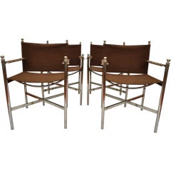 Four Midcentury Modern Campaign Chairs