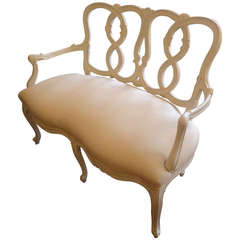 Vintage French Painted Wood Loveseat