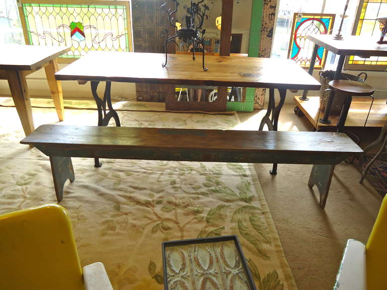 Very Long Primitive Bench with Original Paint
