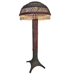 Vintage Very Large Wicker Floor Lamp