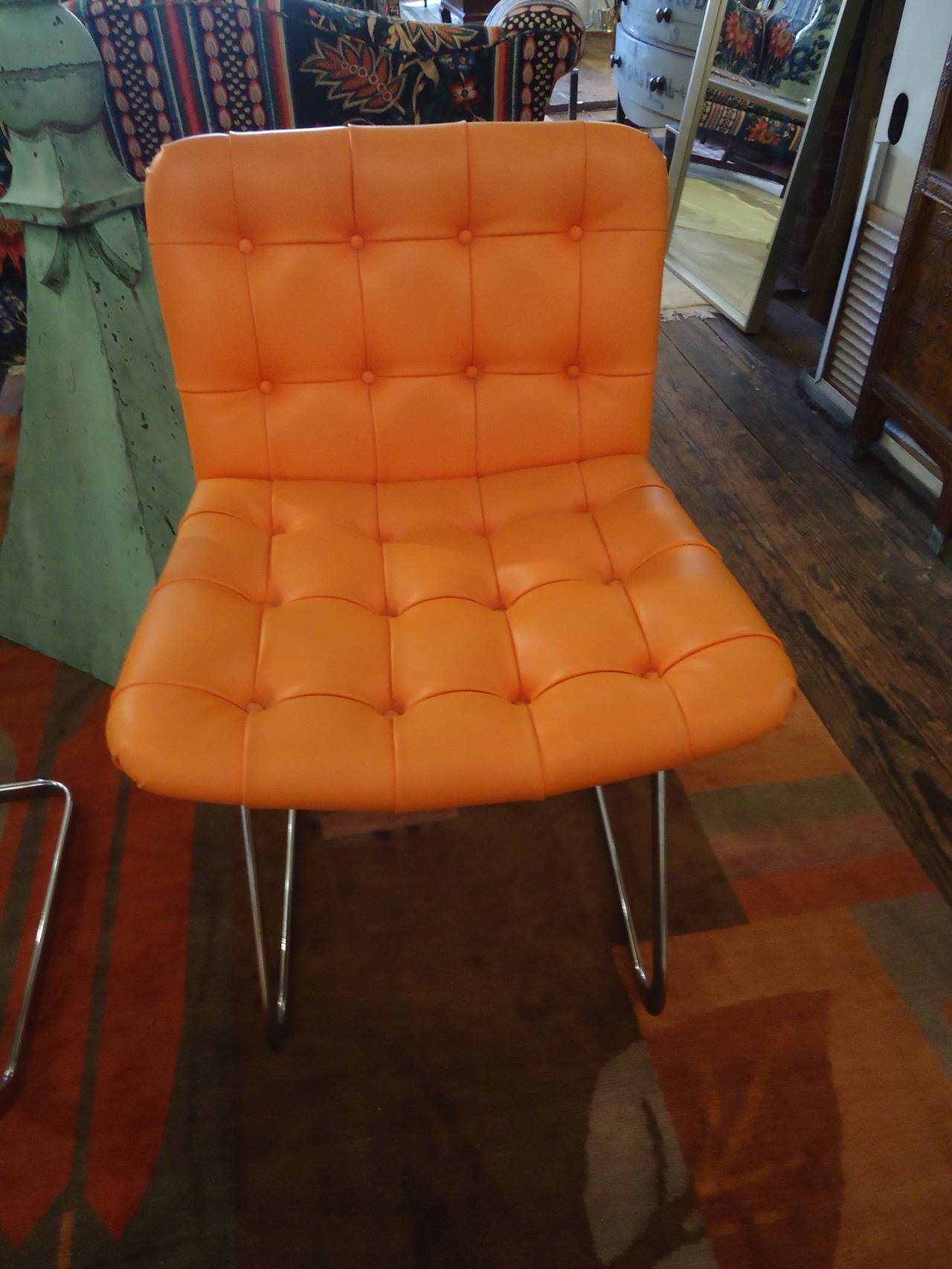 American Pair of Hermes Orange Mid-Century Modern Stendig Chairs