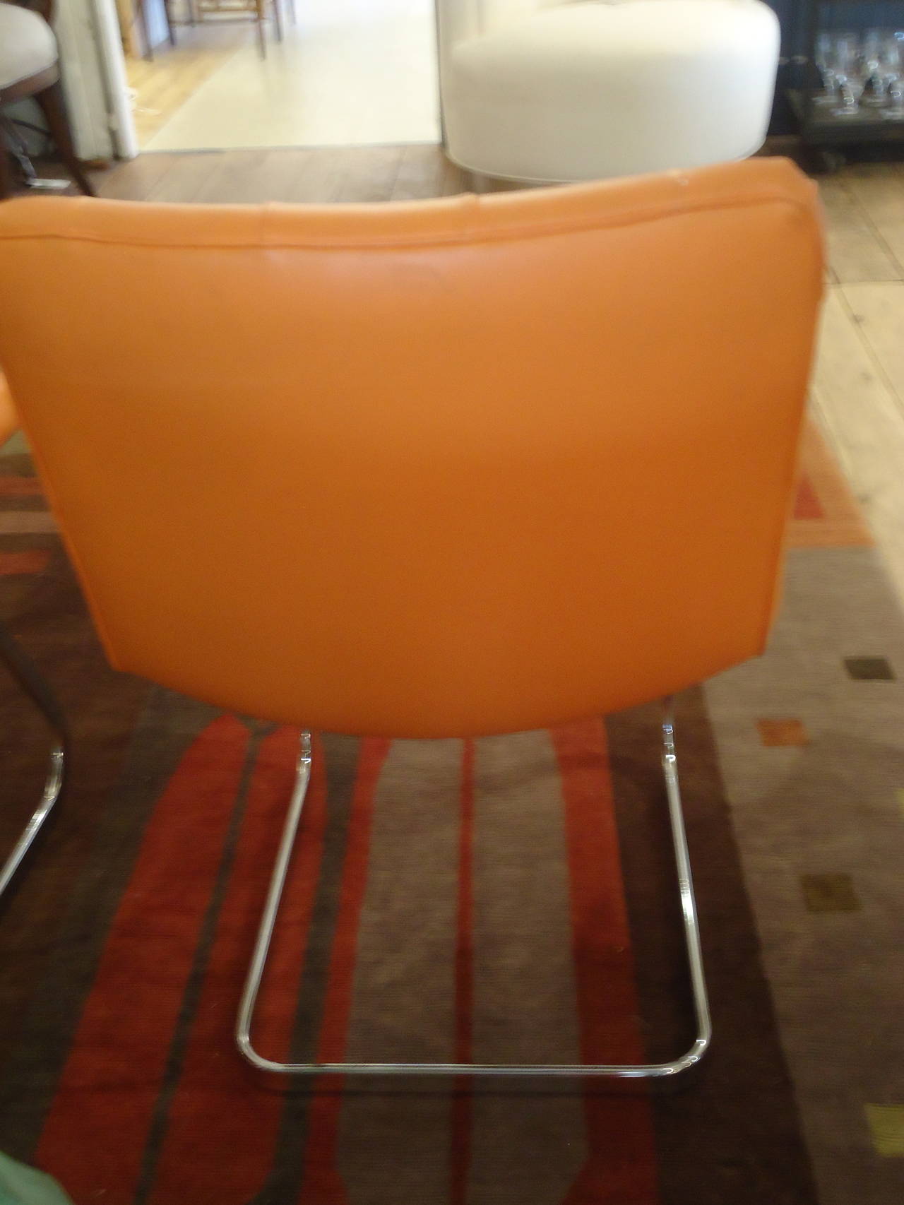 Pair of Hermes Orange Mid-Century Modern Stendig Chairs In Good Condition In Hopewell, NJ