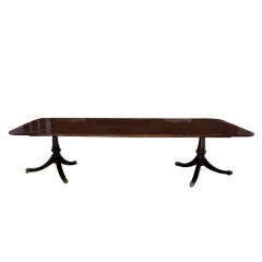 Elegant and Large Mahogany Double Pedestal Inlay Dining Table