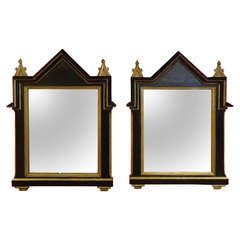 Pair of Black and Gold English Mirrors