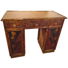 French Bamboo and Rattan Chinoiserie Dressing Table