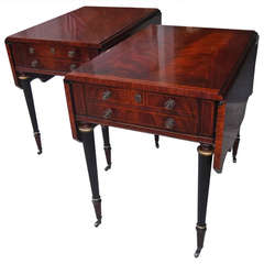 Pair of Fine Regency Style Drop Leaf Side Tables Antique Pair of Fine Regency Style Drop Leaf Side Tables