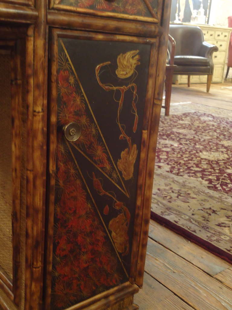 French Bamboo and Rattan Chinoiserie Dressing Table 1