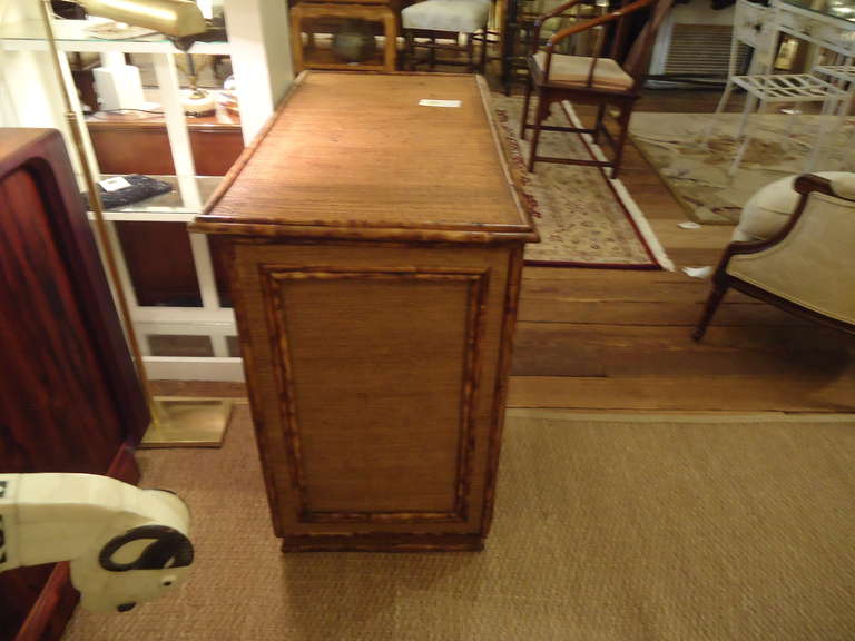 French Bamboo and Rattan Chinoiserie Dressing Table 4