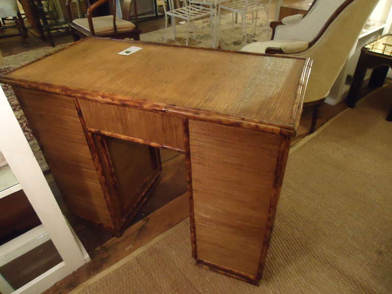 French Bamboo and Rattan Chinoiserie Dressing Table 5