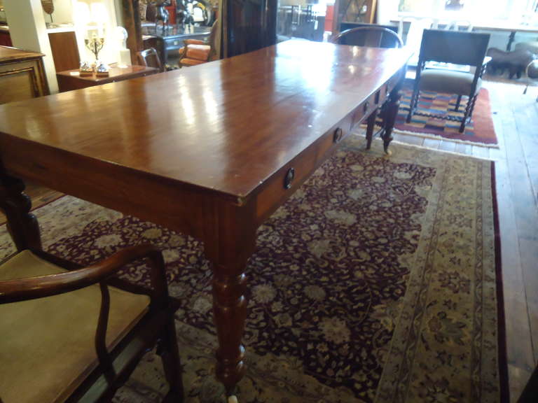 19th Century Fabulously Long Old Library Dining Table with Double Sided Drawers