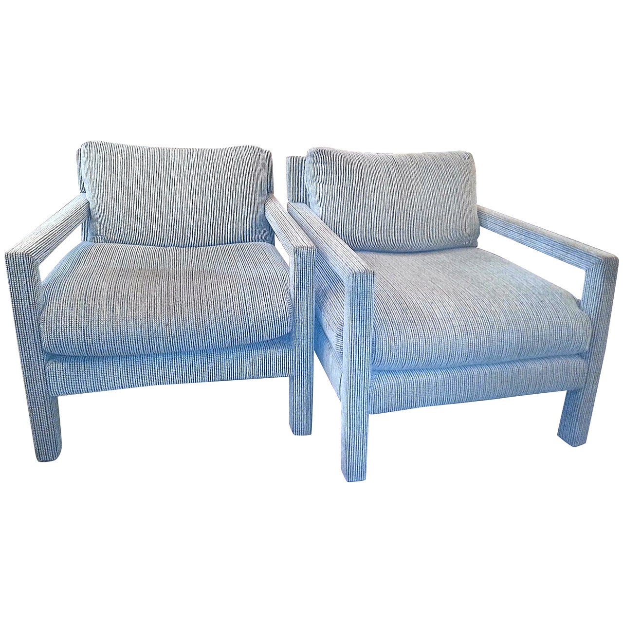 Pair of Mid Century Modern Milo Baughman Style Lounge Chairs