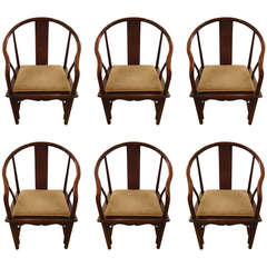 Six Baker Asian Collar Back Hardwood Armchairs Six Baker Asian Collar Back Hardwood Armchairs