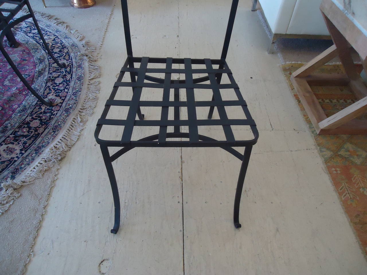 Set of Six Vintage French Wrought Iron Dining Chairs 2