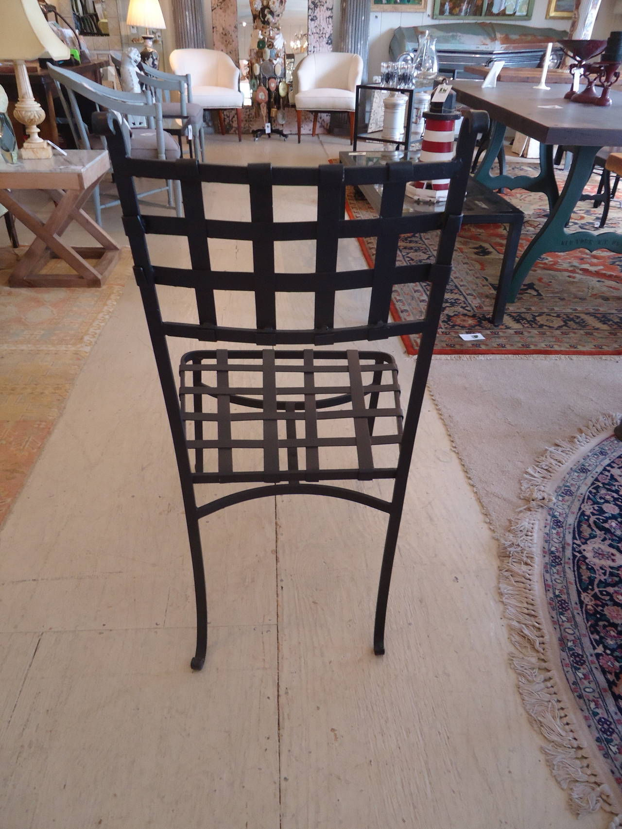Mid-20th Century Set of Six Vintage French Wrought Iron Dining Chairs