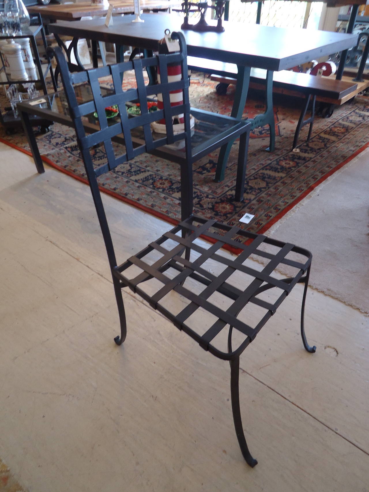 Set of Six Vintage French Wrought Iron Dining Chairs at 1stDibs