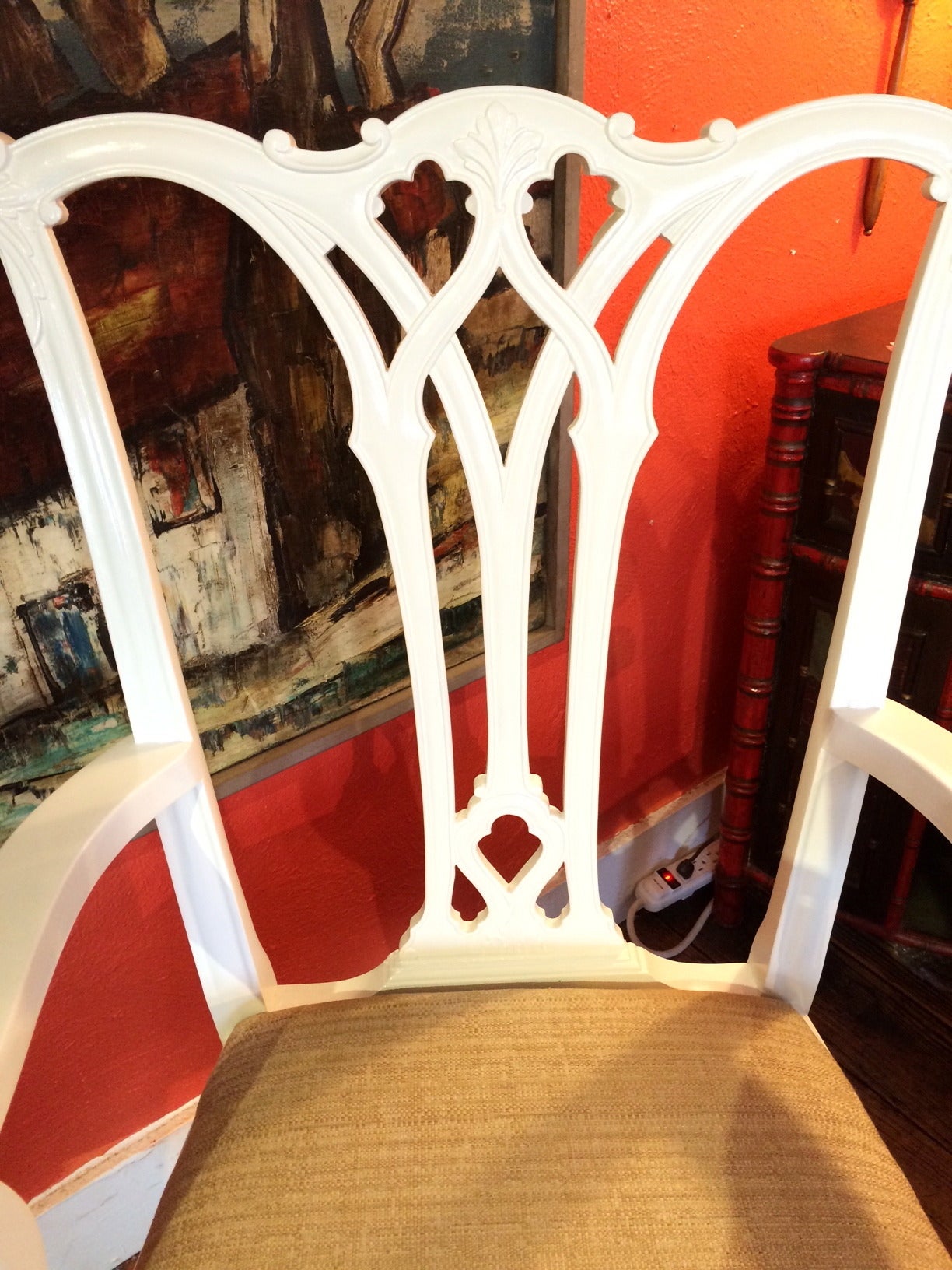 Smashing Set of Ten White Lacquered Chippendale Style Dining Chairs In Excellent Condition In Hopewell, NJ