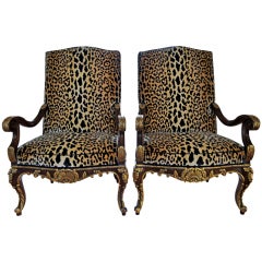 Luther Vandross Estate Pair of Louis XV style Leopard Armchairs